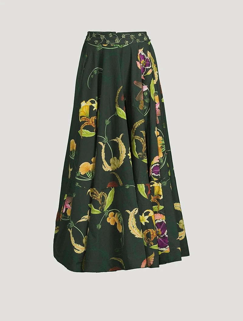 Bergamota Marina Embellished Maxi Skirt Floral Print