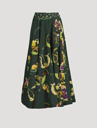 Bergamota Marina Embellished Maxi Skirt Floral Print