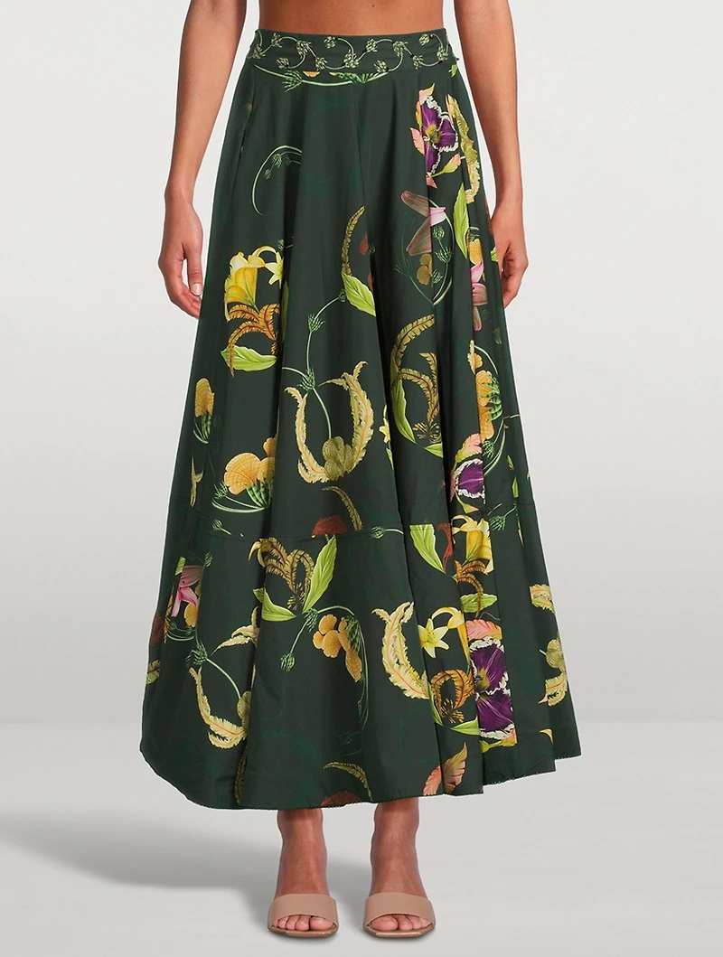 Bergamota Marina Embellished Maxi Skirt Floral Print