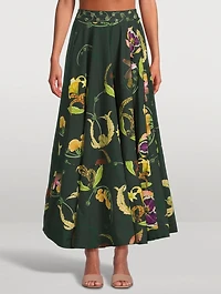 Bergamota Marina Embellished Maxi Skirt Floral Print