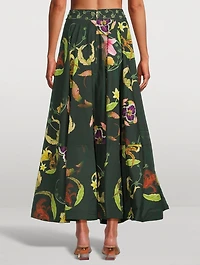Bergamota Marina Embellished Maxi Skirt Floral Print