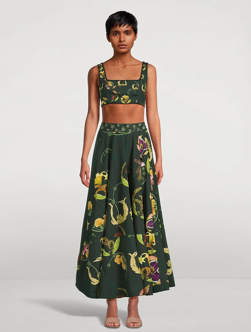 Bergamota Marina Embellished Maxi Skirt Floral Print