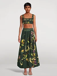 Bergamota Marina Embellished Maxi Skirt Floral Print