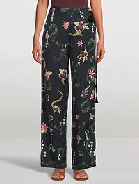 Memoria Tesoro Floral Jacquard Wide-Leg Trousers