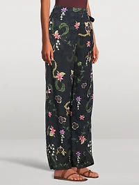 Memoria Tesoro Floral Jacquard Wide-Leg Trousers