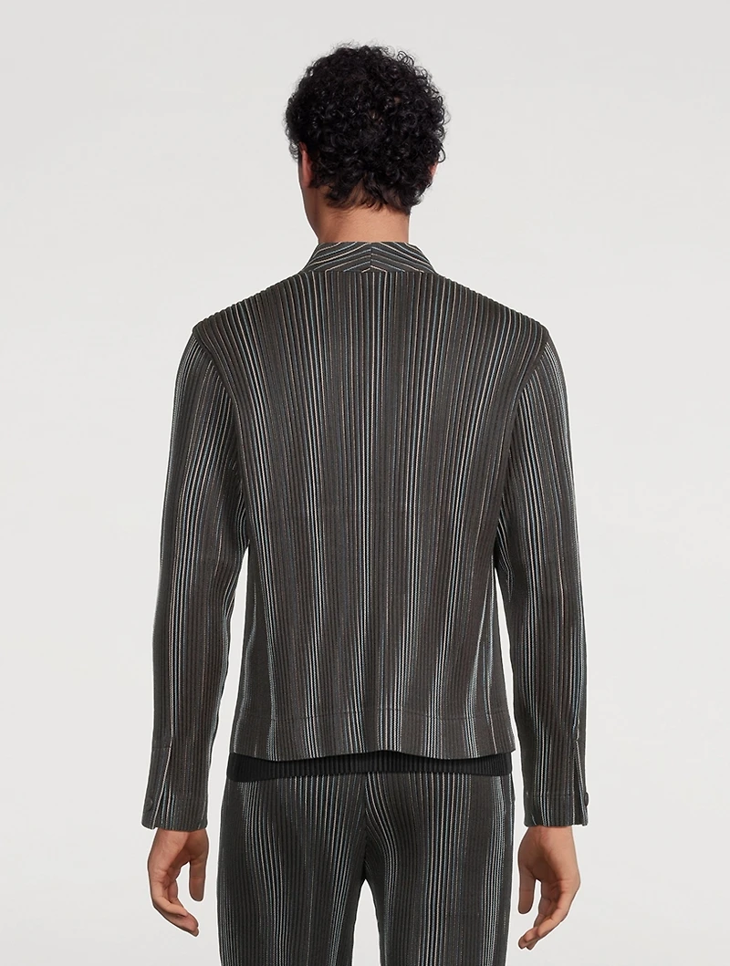 Tweed Pleats Collarless Jacket