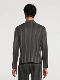 Tweed Pleats Collarless Jacket