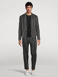 Tweed Pleats Collarless Jacket