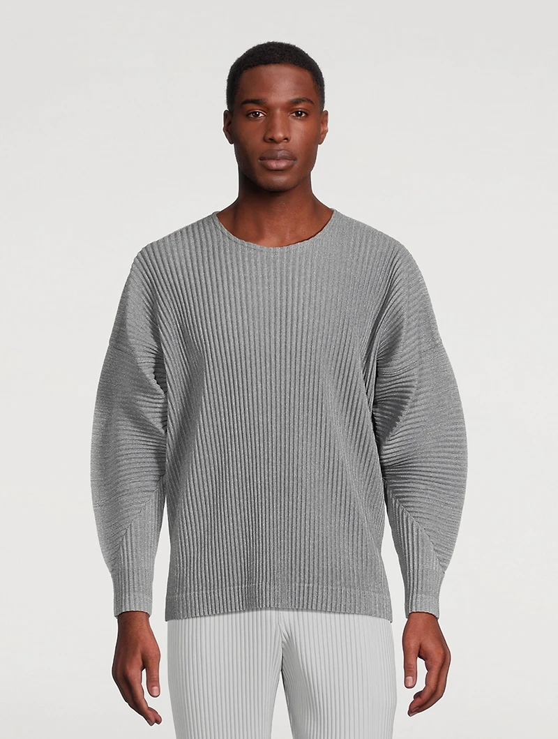 Heather Pleats Long-Sleeve T-Shirt