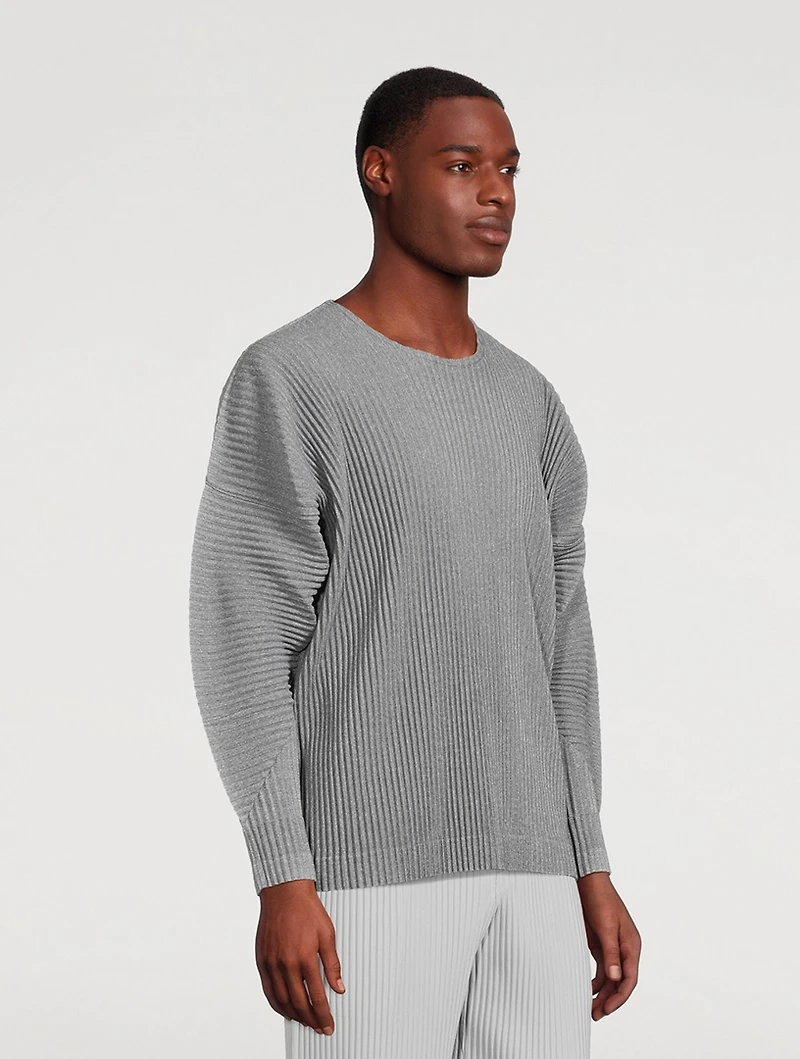 Heather Pleats Long-Sleeve T-Shirt