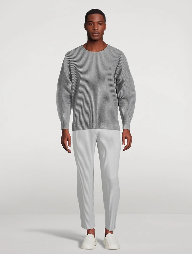 Heather Pleats Long-Sleeve T-Shirt