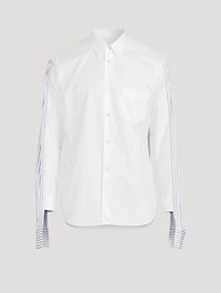 Cotton Poplin Shirt With Striped Sleeve