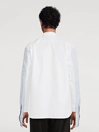Cotton Poplin Shirt With Striped Sleeve