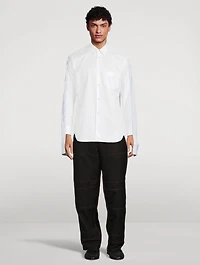 Cotton Poplin Shirt With Striped Sleeve