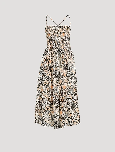 Ava Cotton Midi Dress Marbled Print