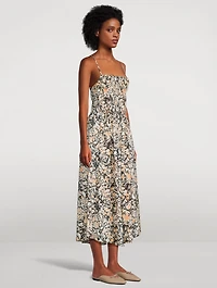 Ava Cotton Midi Dress Marbled Print