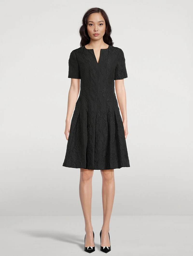 Floral Cloqué Faille Dress