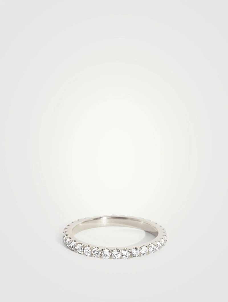 18K White Gold Infinity Band With Lab Grown Diamonds
