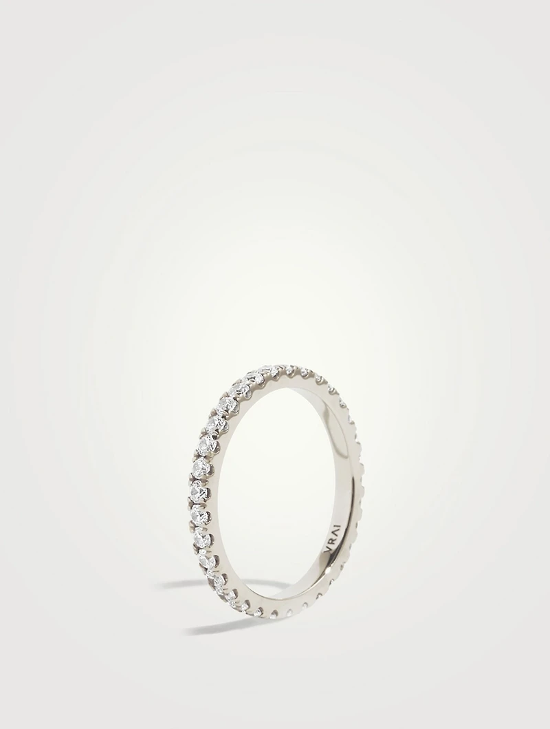 18K White Gold Infinity Band With Lab Grown Diamonds
