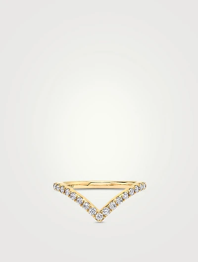 18K Gold Signature V Band With Lab Grown Diamonds