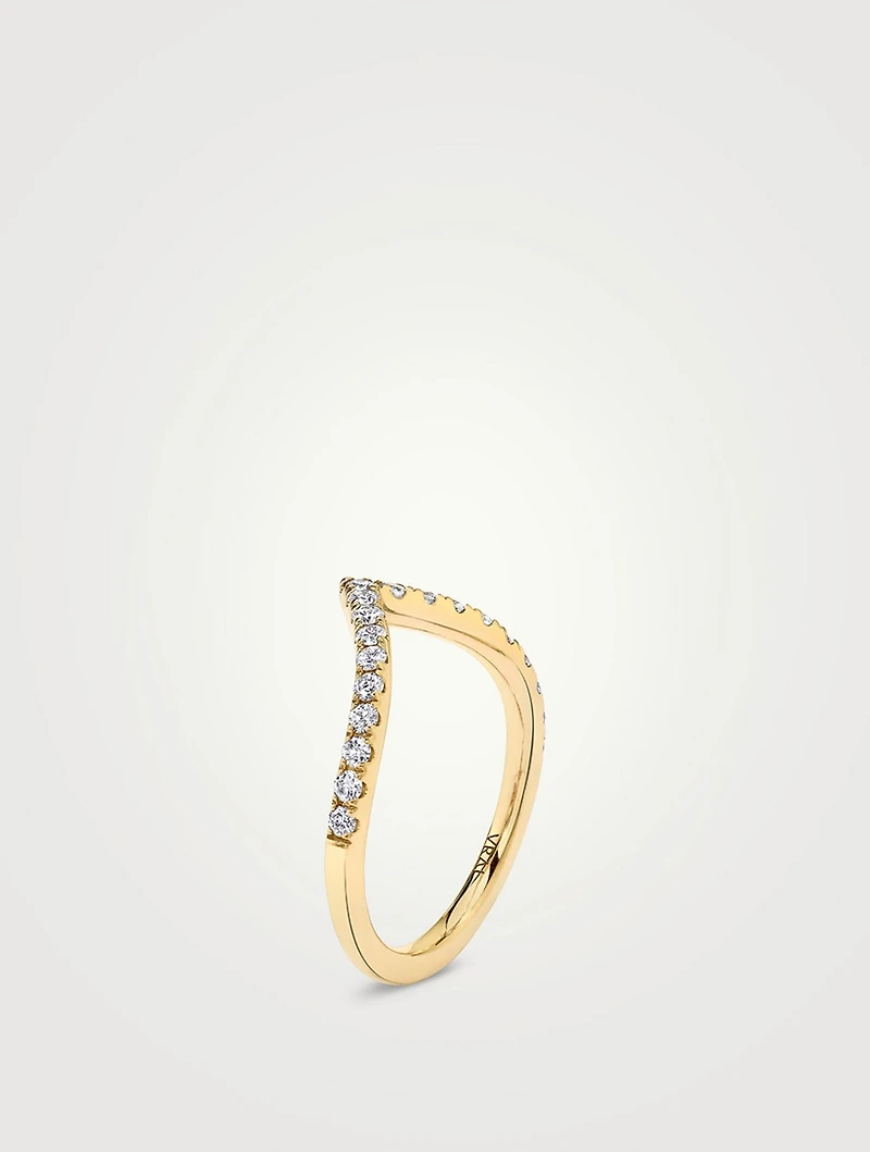 18K Gold Signature V Band With Lab Grown Diamonds