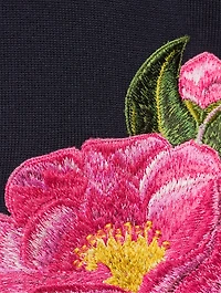 Camellia Embroidered Wool Cardigan