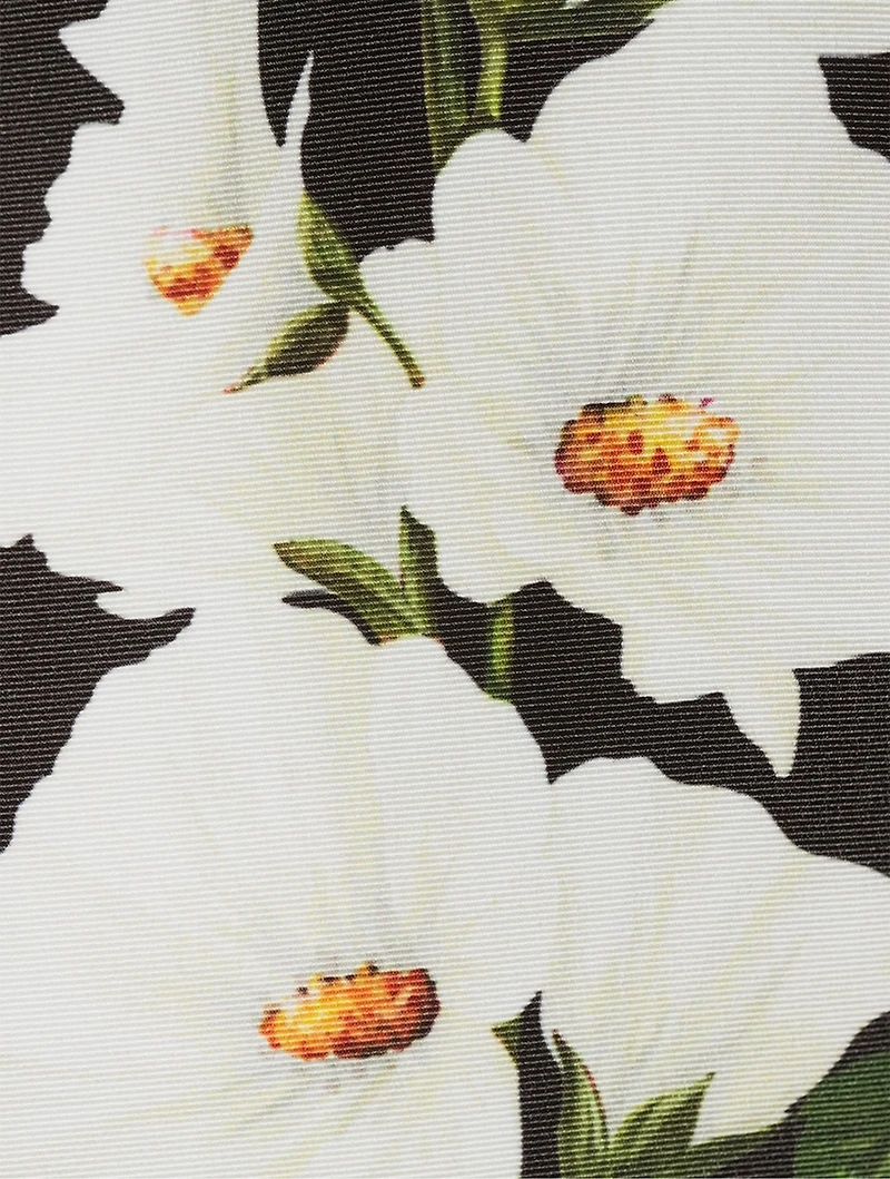 Faille Column Dress Hollyhocks Print