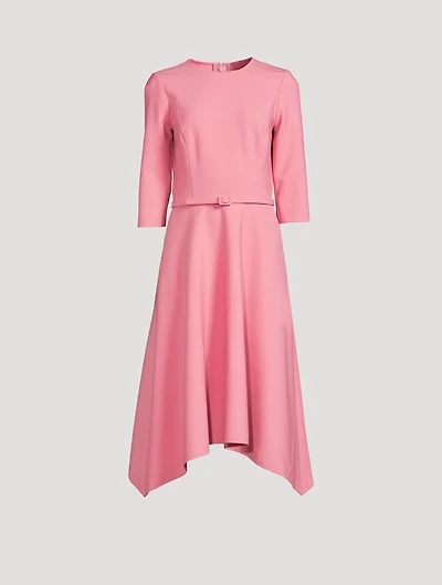 Belted Stretch-Wool Midi Dress