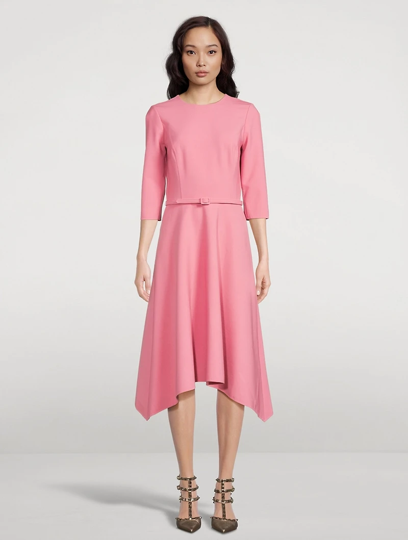 Belted Stretch-Wool Midi Dress
