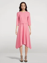 Belted Stretch-Wool Midi Dress