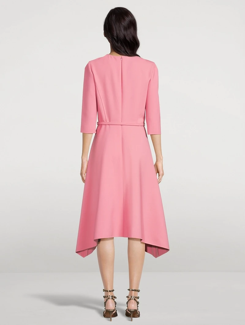 Belted Stretch-Wool Midi Dress