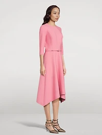 Belted Stretch-Wool Midi Dress