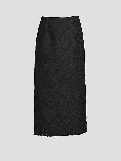 Gardenia Embroidered Tweed Pencil Skirt