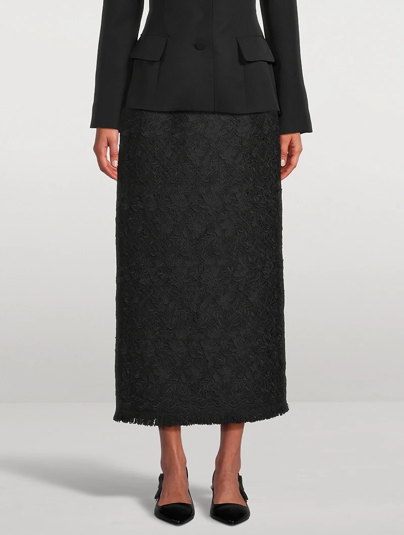 Gardenia Embroidered Tweed Pencil Skirt