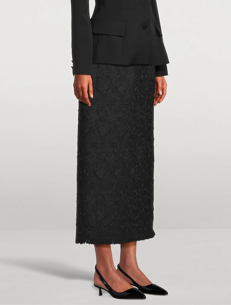 Gardenia Embroidered Tweed Pencil Skirt