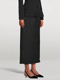 Gardenia Embroidered Tweed Pencil Skirt