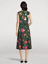 Panelled Midi Dress Camellia Print