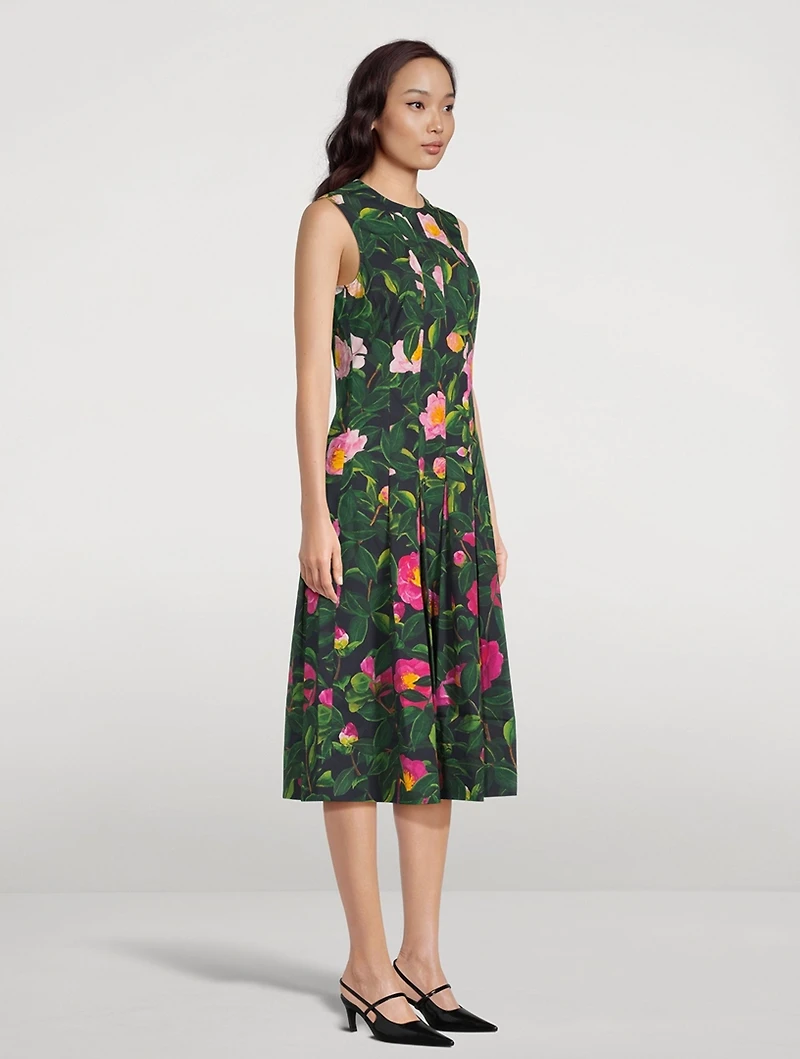 Panelled Midi Dress Camellia Print