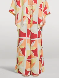 Linen Pants Sunset Tile Print