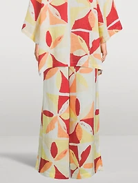 Linen Pants Sunset Tile Print