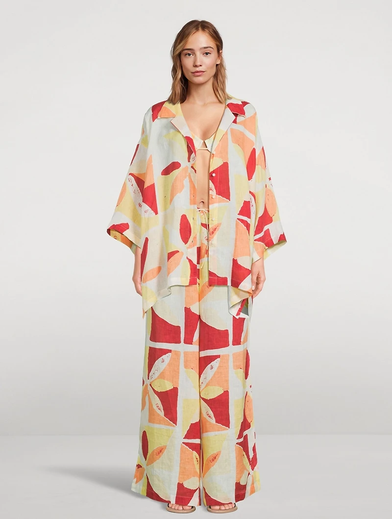 Linen Pants Sunset Tile Print