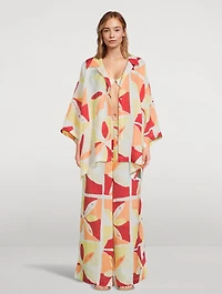 Linen Pants Sunset Tile Print