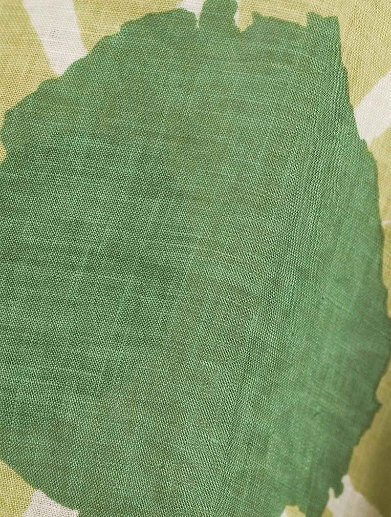 Linen Tie Shirt Aloe Flower Print