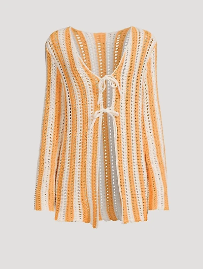 Knit Tie-Front Top Golden Stripe