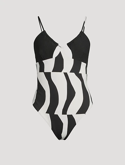 One-Piece Swimsuit Splice Print