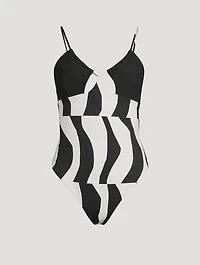 One-Piece Swimsuit Splice Print