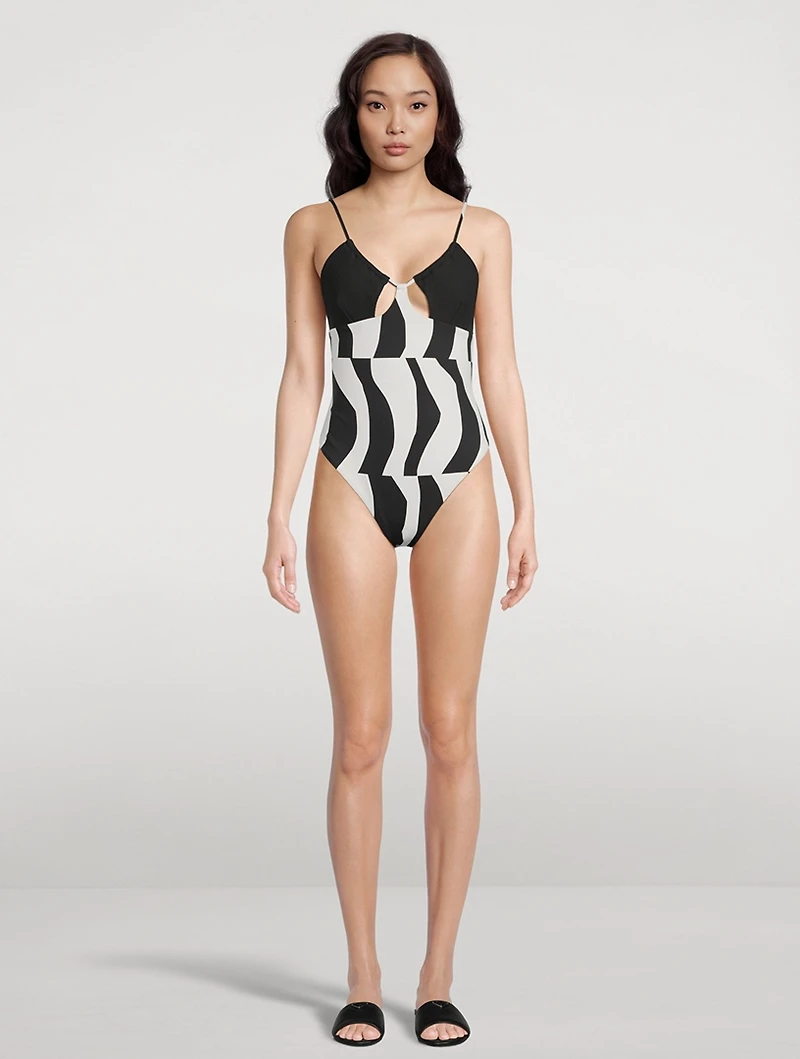 One-Piece Swimsuit Splice Print