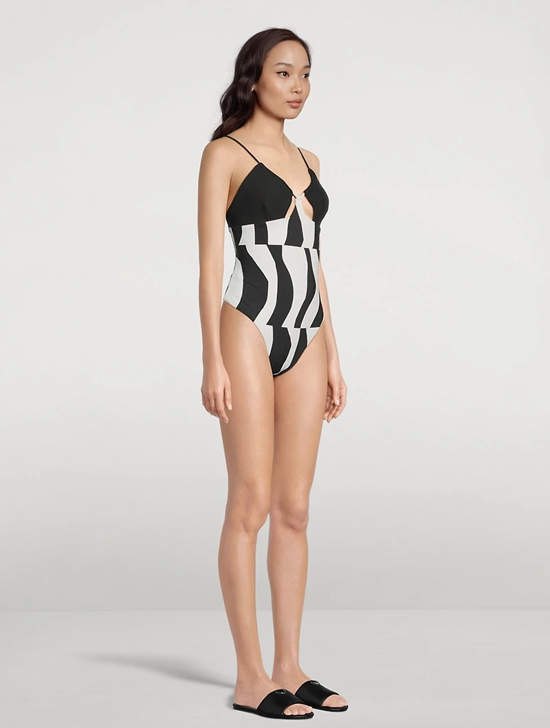 One-Piece Swimsuit Splice Print