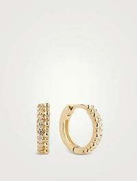 Dew Drop 14K Gold Pavé Double Huggie Hoop Earrings With Diamonds