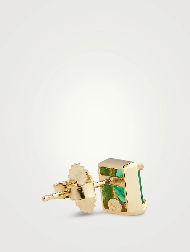 Cléo Carré 14K Gold Square Stud Earrings With Emeralds